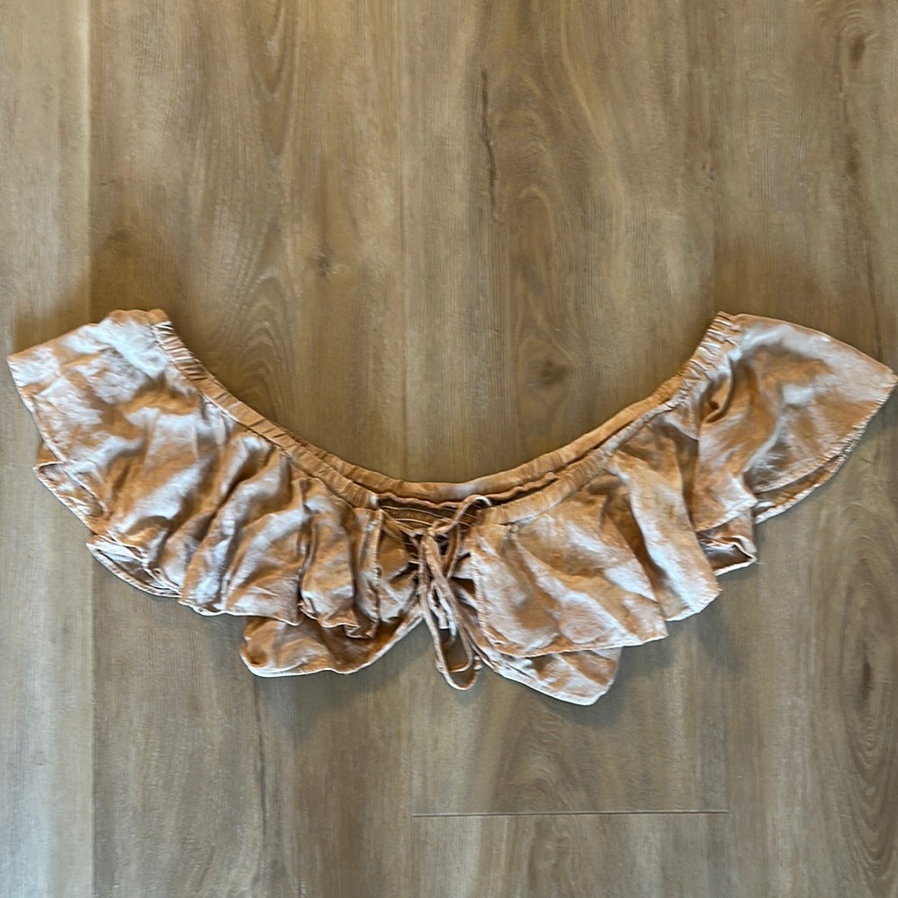 Blue Life Ruffled Tan Crop Top